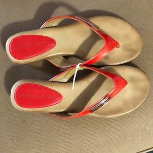 Antonio Melani red patten style sandals.